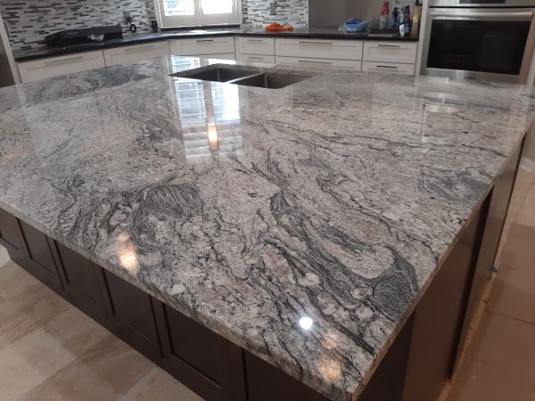 Granite kitchen island installed in a Jacksonville home