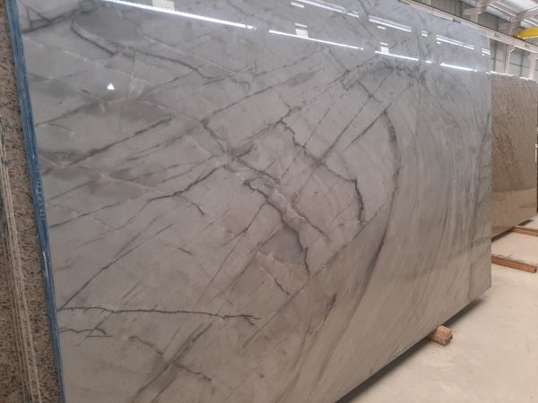 Light natural stone slab curated for residential design